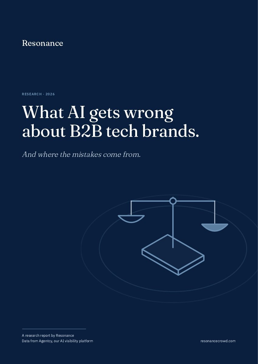 Cover of the report What AI gets wrong about B2B tech brands, by Resonance, 2026
