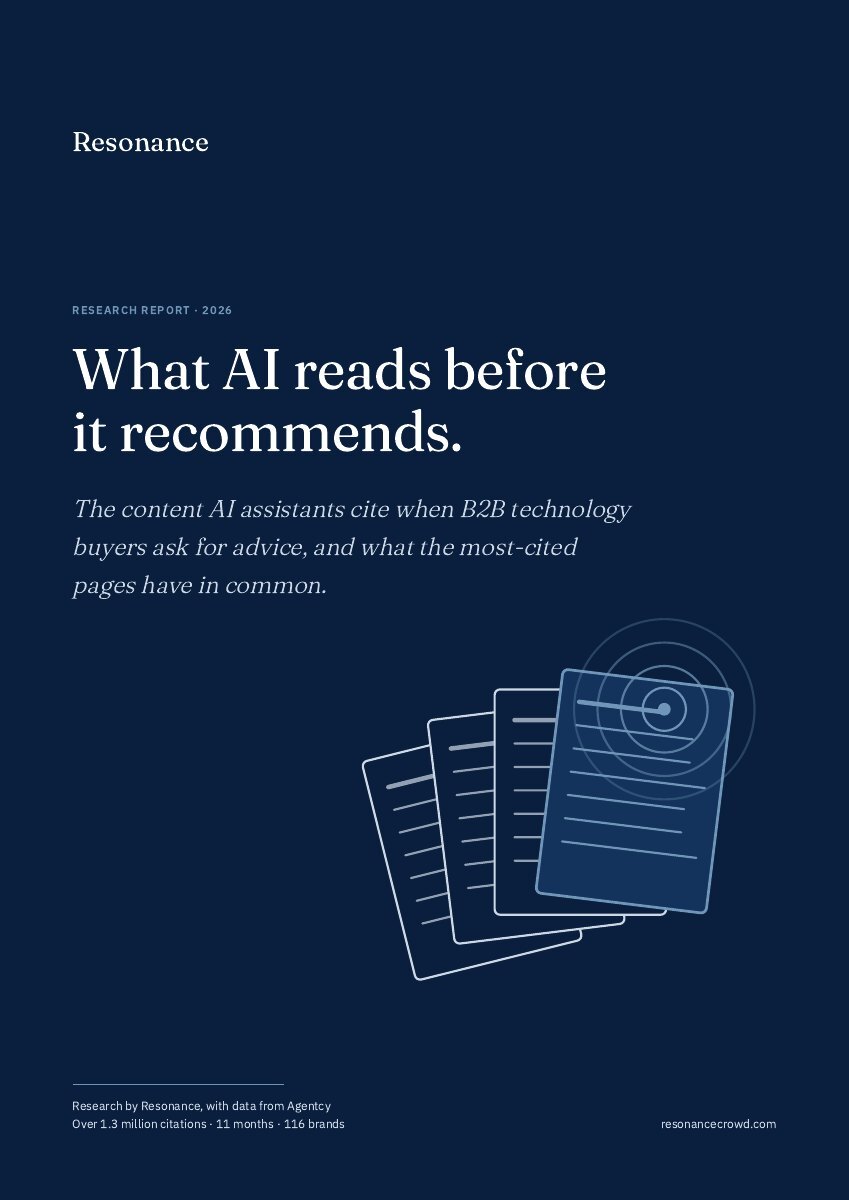 Cover of the report What AI reads before it recommends, by Resonance, 2026