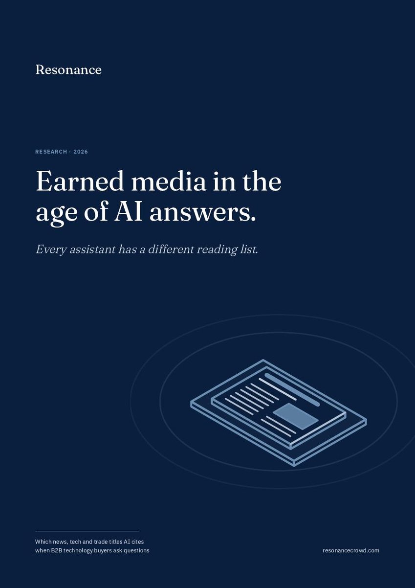 Cover of the report Earned media in the age of AI answers: every assistant has a different reading list, by Resonance, 2026