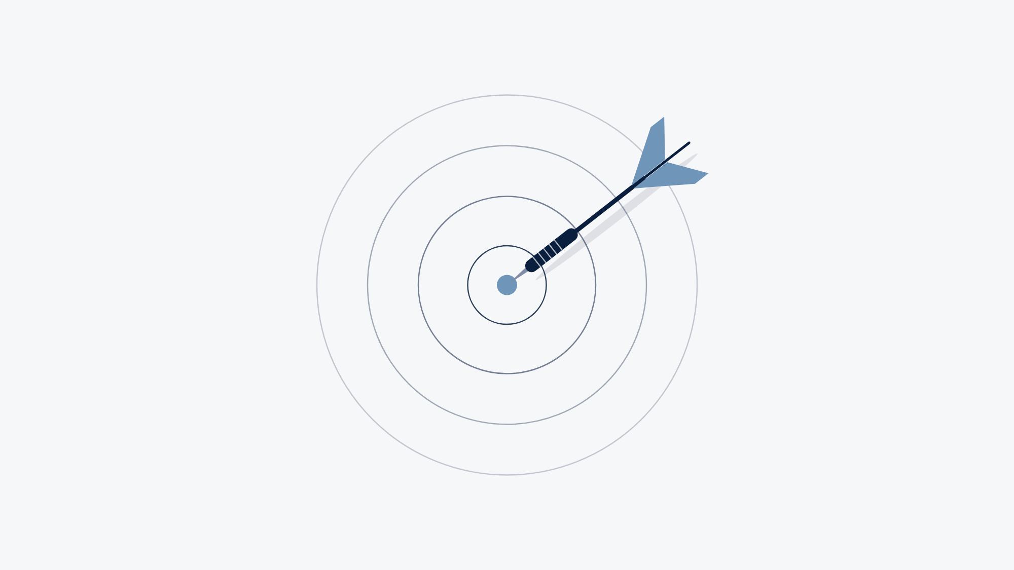 A dartboard in outline with a single steel dart in the bullseye